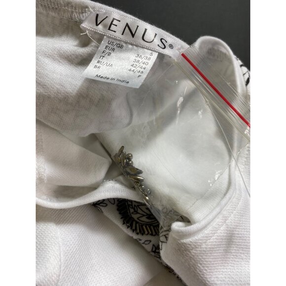 Venus Beaded Black & White Short Sleeve Dress Small Boho Classic Cute Hippie Y2K - Picture 5 of 5